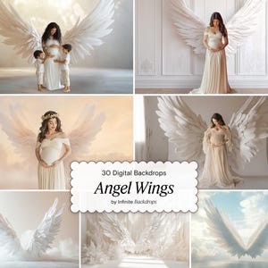 Angel Wings Digital Backdrop, White Studio Photography Background, Maternity Photoshop Backdrop, Soft Light Ethereal Wings Backdrop JPG