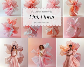 Pink Floral Backdrop, Floral Maternity Digital Backdrop Floral Texture Overlay, Fine Art Studio Backdrop Photoshop Overlays, Nature’s Bloom