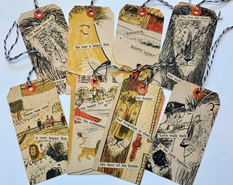 Vintage Happy Lion Tags, Set of 8