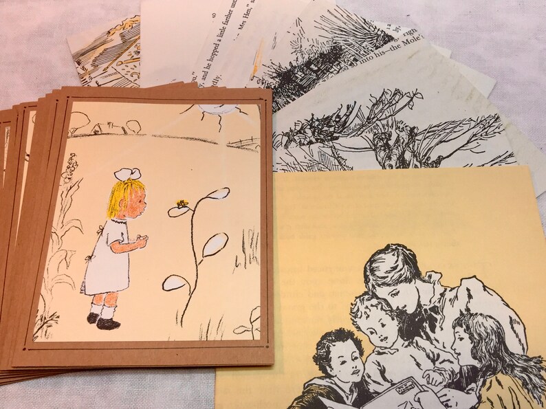 Vintage Play With Me Little Girl Blank Cards Set of 8
