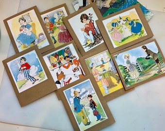 Vintage Mother Goose Eulalie Banks Blank Cards, Set of 7