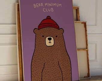 Impresión del Club del Oso Mínimo: Arte mural minimalista y divertido (descarga digital)