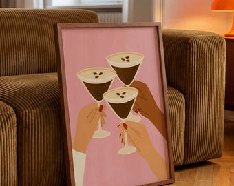 Espresso Martini Print | Feminine Cocktail Art, Kitchen & Bar Decor