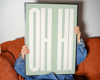 OH HI Typography Poster | Minimalist Quote Wall Art, Modern Retro Print, Scandinavian Home Decor