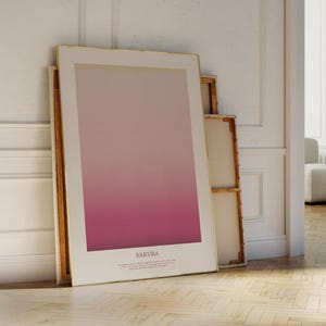 Póster de flor de cerezo en tonos rosa degradado/aura y amarillo: perfecto para los amantes de la naturaleza.