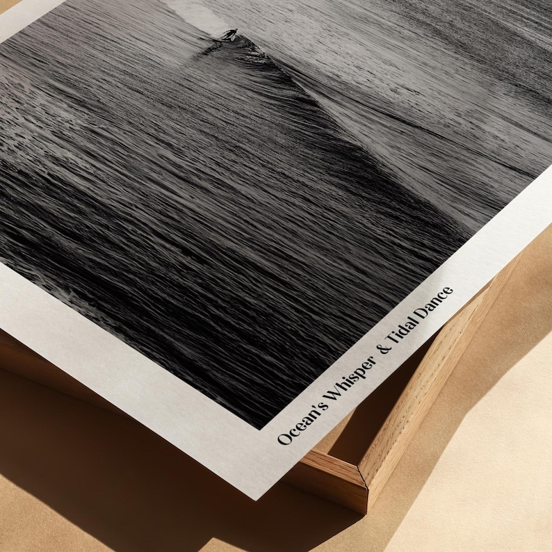 Retro Poster  Black and White Surfing – A nostalgic vibe with timeless waves, perfect for surf lovers and beach enthusiasts.