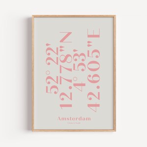 Personalisierbares Koordinaten Poster | Erstes Treffen, Hochzeitstag Geschenk | Individueller Ort Druck | Typografie | Geschenk für Paare