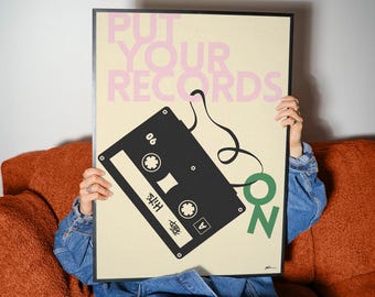 Retro Cassette Tape Poster, Nostalgic Music Wall Art, Indie Print