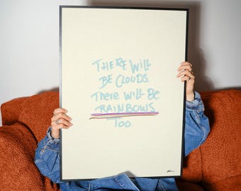 There Will Be Rainbows Poster, Positive Quote Wall Art, Motivational Print, Minimalist Typography Poster, Inspirational Wall Decor
