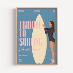 Poster retrò surf / Stampa artistica vintage surf / Bondi Beach Surfing 1967 / Surf Deko / Geschenk für Surfer / Surf Wall Art / Retro Wanddeko
