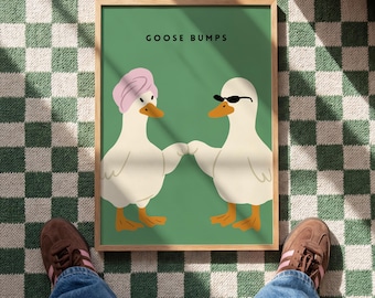 Goose Bumps Poster - Retro Duck Print, Funny Bathroom Wall Art