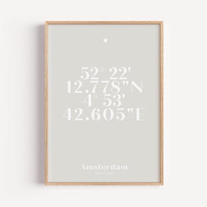 Personalisierbares Koordinaten Poster | Erstes Treffen, Hochzeitstag Geschenk | Individueller Ort Druck | Typografie | Geschenk für Paare