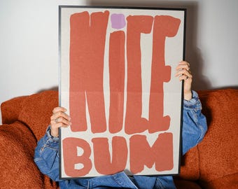 NICE BUM Typography Poster | Retro Statement Wall Art | Bold Graphic Print