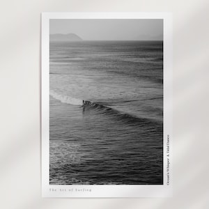 Retro Poster  Black and White Surfing – A nostalgic vibe with timeless waves, perfect for surf lovers and beach enthusiasts.
