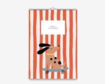 Family Calendar 2026 | Wall Family Planner A4 or A3 | Cute Dog Calendar | Family Organizer | Monthly Wall Calendar