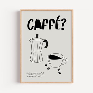 Kaffee Poster Druck | Italien Espresso Kunst | Mokkakanne Wandbild | Geschenk Kaffeeliebhaber | Retro Minimal Küche