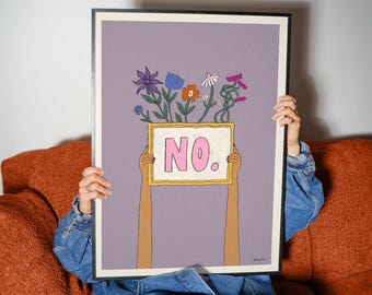 NO. Feminist Wall Art Print | Modern Empowerment Poster | Minimalist Statement Illustration | Self Love Decor