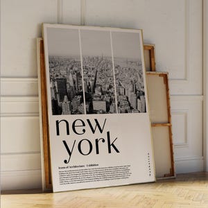 Poster Manhattan Photography | Black and White Retro NYC Architecture Art | New York City Wall Decor | Modern Home Office Art Print