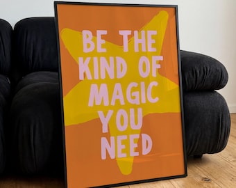 Poster Magic – Rosa Retro Typografie im Modern Minimalistischen Stil für Gute-Laune Zuhause, Büro und Galerie Wand Artwork