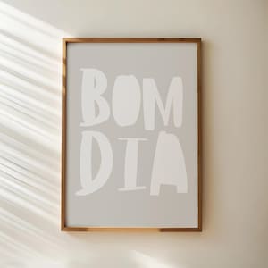 Póster BOM DIA / Impresión de arte mural portugués / Decoración con frase de buenos días / Cocina, oficina, sala de estar / Estilo retro escandinavo