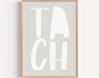 Poster &quot;Tach&quot; – Bold Typography On A White Or Grey Typo - Minimalist Poster With The Vibe Of Hamburg, Finished With A Fine Grain Texture.
