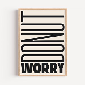 Poster ciambella / Stampa "Non preoccuparti" / Citazione ispiratrice e motivazionale / Decorazione da cucina, idea regalo / Tipografia minimalista, atmosfera positiva