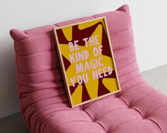 Poster Magic – Rosa Retro Typografie im Modern Minimalistischen Stil für Gute-Laune Zuhause, Büro und Galerie Wand Artwork