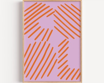 Pink Orange Cool Poster | Modern Stripe Typography Wall Art | Living Room Decor | Perfect Gift for Her | Bold and Stylish