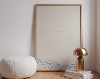Citaatposter Blue Waves, minimalistische illustratie (digitale download)