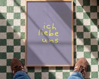 Ich Liebe Uns Poster: Minimalist Yellow Love Quote Print