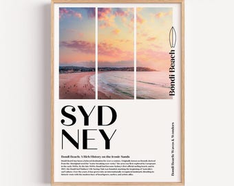 Surf Poster: Bondi Beach Sydney | Vintage Surfing Poster | Bondi Beach Living | Beach House Decor | Coastal Poster Australia | Retro Poster