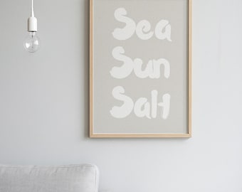 Beige Sea Sun Salt Print – Minimalist Japandi Coastal Wall Art