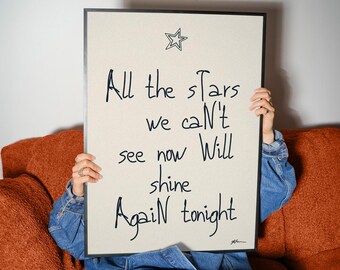 Inspirational Quote Poster | All the Stars Will Shine Again Tonight, Minimalist Typography Wall Art Print