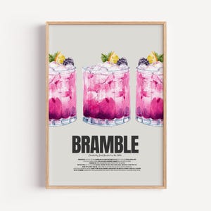 Bramble Cocktail Poster | Stilvolle Wanddeko | Minimalistischen Design für Küche oder Wohnzimmer | Perfektes Geschenk für Cocktail-Liebhaber