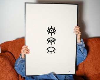 Minimalist Eye Symbol Poster | Abstract Line Art Print, Modern Spiritual Wall Decor, Scandinavian Artwork