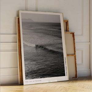 Retro Surfing Poster: Black and White Vintage Wave Art image 4