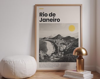 Rio de Janeiro Travel Poster | Minimalist Brazil Cityscape Print, Wanderlust Decor