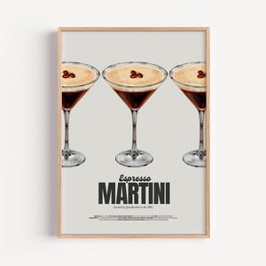 Póster Espresso Martini / Elegancia moderna / Diseño chic / Estilo sofisticado / Arte mural de cóctel refrescante / Impresión elegante / Decoración de bar