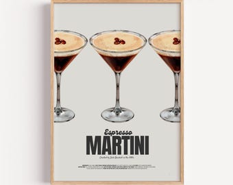 Poster Espresso Martini / eleganza moderna / design chic / stile sofisticato / cocktail rinfrescante / stampa elegante / decorazione da bar