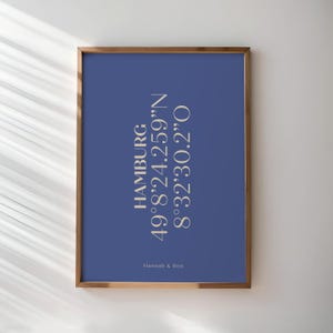 Personalisierbares Koordinaten Poster | Erstes Treffen, Hochzeitstag Geschenk | Individueller Ort Druck | Typografie | Geschenk für Paare