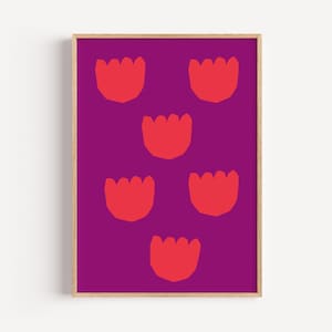 Tulpen Rot Poster | Tulpen Illustration Wandbild | Minimalistische Blüten Grafik | Geschenk für Freundinnen | Modern Pop Art Stil