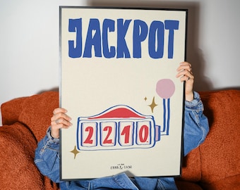 Personalized Jackpot Poster, Custom Couple Print, Family Name Wall Art, New Home Poster, Custom Names Gift, Retro Wall Art