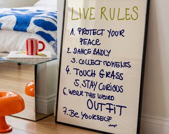 Life Rules Poster, Positive Quote Wall Art, Motivational Typography Print, Protect Your Peace Poster, Dopamine Decor, Modern Wall Art