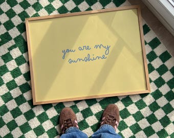 You Are My Sunshine Print, Vintage Nursery Decor, Yellow Striped Wall Art (Digital Download)