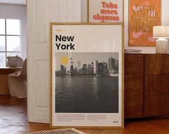 Minimalist New York Cityscape Poster: Black and White Scandinavian Print