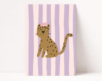 Leopard Nursery Wall Art | Cute Leopard Print | Scandinavian Animal Poster | Modern Safari Kids Room Decor