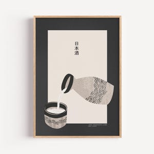 Poster di sake giapponese / Arte murale giapponese / Arte Japandi / Poster giapponese / Arte alimentare / Poster retrò con finitura grana