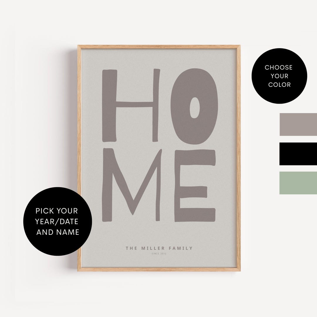 Personalized Poster Home Decor Family Name Art | Wall Print Modern ...