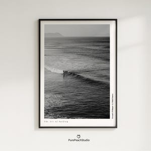 Retro Surfing Poster: Black and White Vintage Wave Art image 5