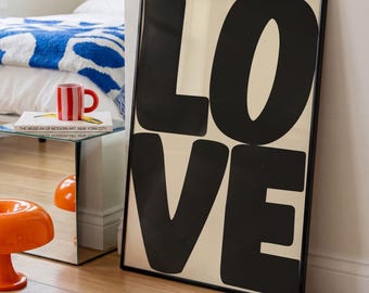 Love Watercolor Poster | Black, Beige Typography Art (Digital Download)